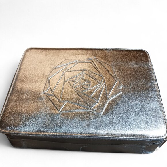 Lancôme Gold Train Case Makeup Bag – Rose Detail – Carrying Handle – Never Used - Picture 7 of 14